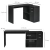 HOMCOM L-Shaped Desk, Corner Computer Desk, Adjustable Study Table with Storage Shelf, Drawer and Cabinet, Workstation for Home Offic