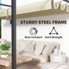 Outsunny 3 x 4m Lean To Pergola with Retractable Roof, Wall Mounted Garden Gazebo Outdoor Sun Shade Shelter for Patio, Deck, Khaki