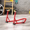 HOMCOM Motorcycle Rear Wheel Stand, 544 kg Capacity Heavy Duty Steel Motorbike Motorcycle Paddock Stand Lift with Adjustable U + L Forks, Wheels, Non-Slip Pads for Workshop Garage Repair, Red