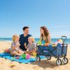 Outsunny 90L Festival Trolley on Wheels, Folding Camping Trolley Cart with Adjustable Handle, Portable for Outdoor, Garden, Shopping, Fishing, Navy Blue