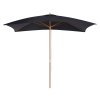 Outsunny 2 x 3m Wooden Garden Parasol Umbrella Outdoor Sun Shade Canopy, Table Market Umbrella with Vent, 38 mm Pole, Rope Pulley Mechanism, Black