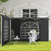 Outsunny Gazebo Side Panels with Windows and Doors, for 3x3(m) or 3x6m Pop Up Gazebo, 2 Pack Sides Replacement, Black