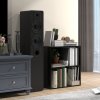 HOMCOM 2 Tier Low Bookcase with Adjustable Shelf, Bookshelf, Display Storage Shelf with 2 Compartments for Home Office, Living Room, Study