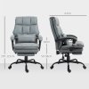 HOMCOM Executive Office Chair with Footrest, PU Leather High Back Desk Chair with Lumbar Support, Swivel Computer Chair with Adjustable Height and Padding Armrests, Grey