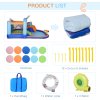 Outsunny 5 in 1 Kids Bouncy Castle Narwhals Style Inflatable House with Slide Trampoline Pool Water Gun Climbing Wall with Inflator Carrybag, 4.2 x 3.7 x 2.3m