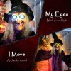 Outsunny 183 cm Life Size Halloween Animated Standing Witch & Broomstick with Glowing LED Eyes, Spooky Witch Scary Halloween Decorations, Battery Operated, Indoor Party Props