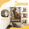 PawHut Extra Tall Dog Gate with Cat Flap, Pet Safety Gate for Doorways Stairs with Auto Close Double Locking, 104 cm Tall 74-80 cm Wide, Black