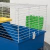 PawHut Guinea Pig Cage Chinchillas Rabbit Small Animal Cage with Ramp, Dish, Water Bottle, 71 x 46 x 47cm, Blue