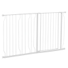 PawHut Dog Gate Wide Stair Gate w/ Door Pressure Fit Pets Barrier for Doorway, Hallway, 76H x 75-145W cm - White