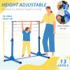 HOMCOM Height Adjustable Gymnastics Horizontal Bar For Kids Home Gym Training Children Junior Kip High Bar Fitness, Blue