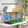 PawHut Bird Cage with Divider, Parrot Cage with 4 Wooden Perches, Slide Out Tray, 4 Feeders, for Budgie, Lovebird, Canary, Finches, 76 x 46 x 46cm, Black