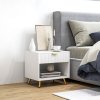 HOMCOM Bedside Table, Bedside Cabinet With Drawer and Open Compartment, Nightstand With Handle for Bedroom, Living Room, White
