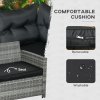 Outsunny 5 Pieces PE Rattan Garden Furniture Set with Corner Sofa, Patio Sofa Set with Glass Table, Stools, Cushions, for Poolside, Mixed Grey