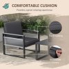 Outsunny 4 Pieces Aluminium Garden Furniture Set with Cushions, Patio Furniture Set with Slatted Aluminium Top Coffee Table, Sofa Set with Rope Decoration Weave Armchairs, Black