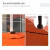 Outsunny 3(m) Garden Parasol Umbrella with 32 Solar LED Lights and Tilt, Outdoor Market Table Umbrella Sun Shade Canopy with Crank, 8 Ribs, Orange