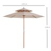 Outsunny 2.7 m Garden Parasol Umbrella, Double Tier Garden Umbrellas Outdoor Sun Umbrella Sunshade Bamboo Ribs, Beige