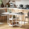 HOMCOM Industrial Folding Dining Table, Drop Leaf Table with Open Compartments for Small Spaces, Kitchen, Dining Room, White