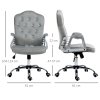 Vinsetto Home Office Chair, Velvet Computer Chair, Button Tufted Backrest with Swivel Wheels, Adjustable Height and Tilt Function, Grey