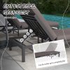 Outsunny 3 Pieces Garden Sun Loungers Set with Cushion, 5-level Adjustable Outdoor Recliner Bed Set w/ Glass Top Table, 2-In-1 Design Aluminium Frame Recliner Lounge or Use As Sofa Bed, Grey