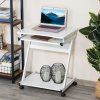 HOMCOM Movable Computer Desk with 4 Moving Wheels Sliding Keyboard Tray Home Office Workstation 