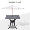Outsunny 90 x 90cm Square Garden Dining Table with 46.5mm Dia. Umbrella Hole, Cast Aluminium Outdoor Dining Table, Grid Motif Outdoor Table for Garden, Patio, Porch, Black