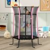 HOMCOM 5.4 FT/ 64 Inch Kids Trampoline With Enclosure Net Mini Indoor Outdoor Trampolines for Child Toddler Age 3-10 Years 
