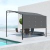 Outsunny 3 x 2.5m Patio Metal Gazebo Door Window Awning Wall Mount Canopy Outdoor Sunshade with Extended Shelter Charcoal Grey