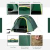 Outsunny Two-Man Camping Tent Dome Tent with Weatherproof Shell, Vestibule & Windows, for Fishing & Hiking, Green and Yellow