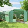Outsunny 6 x 3 x 2m Polytunnel Greenhouse with 3 Roll-up Doors and Mesh Windows, Walk-in Garden Tunnel Warm House Tent with UV-resistant PE Cover and Galvanised Steel Frame, Green