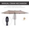 Outsunny 4.6m Large Garden Parasol Double-Sided Sun Umbrella Patio Market Canopy Shade Outdoor Tan - NO BASE