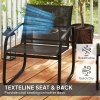 Outsunny Garden Bistro Set, 3 Piece Metal Garden Furniture Set with Mesh Chairs and Square Glass Top Table, Small Balcony Furniture for Outdoor, Patio, Conservatory, Black