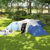 Outsunny 6-9 Man Large Tunnel Tent with 3 Bedroom, Living Area and Porch, 2000mm Waterproof Camping Tent, Portable with Bag, for Fishing Hiking Festival, Blue