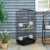 PawHut Bird Cage with Perches, Food Bowls, Swing, Parrot Cage for Budgie, Parakeet, Small Bird, 46.5 x 35.5 x 92cm, Black