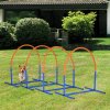 PawHut Dog Agility Equipment,4PCs Portable Dog Play Run Jump Obedience Training Set w/ Agility Bows, Carry Bag