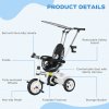 HOMCOM Trike, 6 in 1 Tricycle for Kids, Baby Trike with Push Handle, Removable Canopy, 5-Point Safety Harness, Storage Basket, for 18-60 Months, White