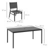 Outsunny 7 Piece Garden Dining Set, 6 Seater Garden Table and Chairs with Parasol Hole, Aluminium Top Table and Texteline Chairs, Outdoor Dining Furniture Set for Patio, Dark Grey