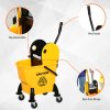 HOMCOM 26L Mop Bucket with Wringer, Mop Bucket on Wheels with Carry Handle, Mop Holder, Plastic Body for Household, Yellow