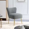 HOMCOM Armless Accent Chair, Upholstered Velvet Lounge Chair with Gold Tone Steel Legs for Bedroom, Living Room, Grey