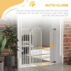 PawHut Pressure Fit Dog Stair Gate No Drilling Safety Gate Auto Close for Doorways, Hallways, 74-94cm Adjustable, 78cm Tall, White