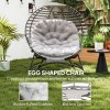 Outsunny Egg Chair with Soft Cushion, Outdoor Lounge Chair with Steel Frame and Side Pocket, Garden Leisure Seat for Indoor, Outdoor, Light Grey