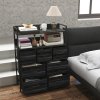 HOMCOM Bedroom Chest of Drawers, Fabric Dresser with 7 Drawers, Storage Organiser Unit with Open Shelves and Metal Frame for Living Room, Entryway