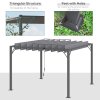 Outsunny 3 x 3(m) Outdoor Louvered Pergola with Adjustable Roof, AluminIum Patio Gazebo Canopy with Ground Stakes for Patio, Lawn, Garden, Grey