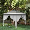 Outsunny 3.3 x 3.3m Pop Up Gazebo, Double Roof Foldable Canopy Tent with Zipped Mesh Sidewalls, Height Adjustable and Carrying Bag, Event Tent for Patio Garden, Dark Grey