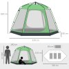 Outsunny 6 Person Pop Up Camping Tent, 2-Tier Design Backpacking Tent with 4 Windows 2 Doors Portable Carry Bag for Fishing Hiking, Green