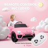AIYAPLAY Volkswagen Beetle Licensed Ride on Car, 12V Kids Electric Car with Remote Control, 4 Spring Suspension Wheels, Soft Start, Headlights, FM Radio, Music, Horn, Pink