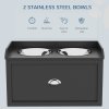 PawHut Stainless Steel Raised Dog Bowls, Double Dog Food and Water Bowl w/ 21L Storage Drawer, for Large Dogs - Black