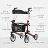 HOMCOM Folding Rollator Walker with Seat and Backrest, for Tall Over 6'9