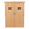 Outsunny Wooden Garden Shed with Two Windows, Tool Storage Cabinet, Outdoor Double Door Organizer 127.5L x 50W x 164H cm, Natural