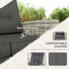 Outsunny 4 Piece Rattan Garden Furniture Set with Adjustable Backrest, Wicker Outdoor Furniture Sofa Set with Loveseat, Reclining Armchairs, Thickened Cushions and Glass Top Table, Light Grey