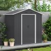 Outsunny 6.5 x 3.5ft Metal Garden Shed, Outdoor Storage Shed for Tool Organization with Double Sliding Doors and 4 Vents for Garden, Patio, Dark Grey